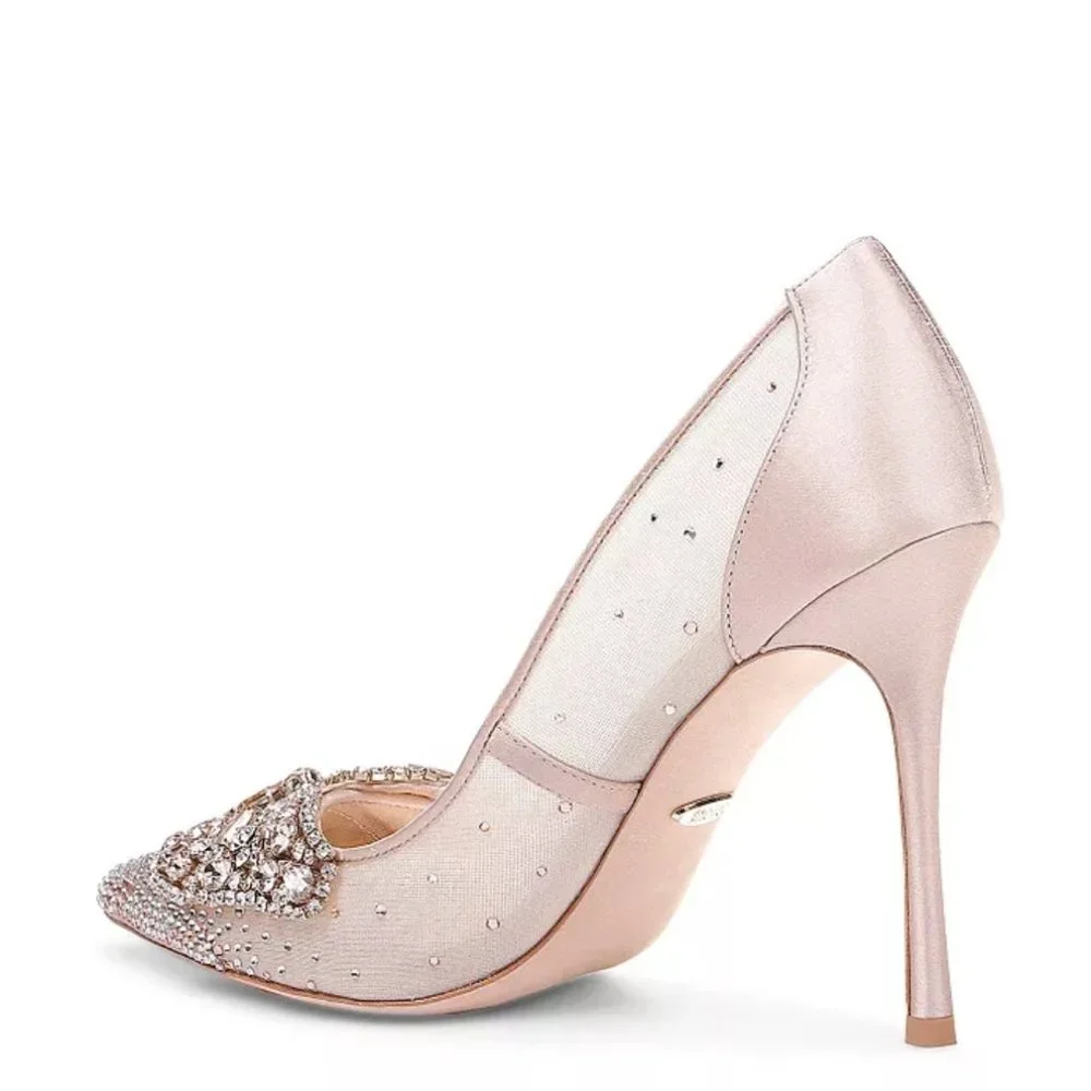 Badgley Mischka Quintana Crystal & Mesh High-Heel Pumps Size 9.5 - Picture 6 of 16